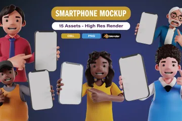 People Holding Smartphone 3D Illustration Pack