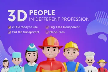 People In Defferent Profession Pack 3D Icon