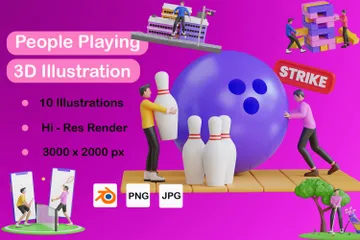 People Playing 3D Illustration Pack