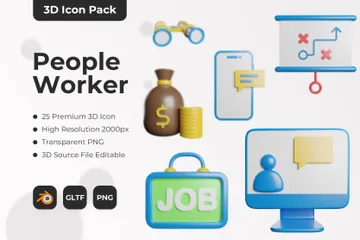 People Worker 3D Icon Pack