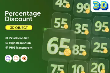 Percentage Discount 3D Icon Pack
