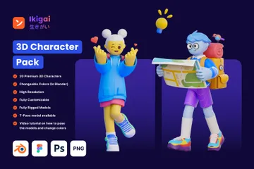 Personagem de desenho animado Pacote de Illustration 3D