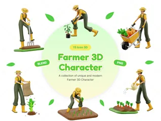 Personagem de fazendeiro Pacote de Illustration 3D