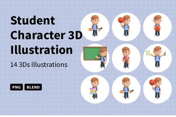 Personagem de estudante Pacote de Illustration 3D