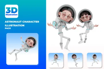 Personagem Astronauta Pacote de Illustration 3D