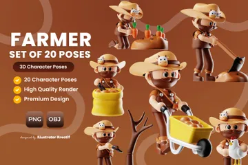 Personagem de atividade do fazendeiro Pacote de Illustration 3D