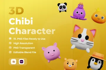 Personagem Chibi Pacote de Icon 3D