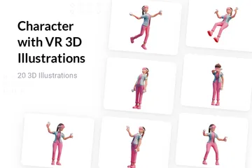 Personagem com VR Pacote de Illustration 3D