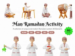 Personagem Masculino de Atividade do Ramadã Pacote de Illustration 3D