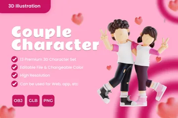 Personagem de casal Pacote de Illustration 3D