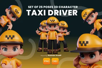 Personagem de desenho animado com camisa amarela e calça preta Pacote de Illustration 3D