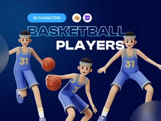 Personagem de jogador de basquete Pacote de Illustration 3D