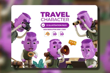 Personagem de viagem Pacote de Illustration 3D