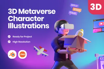 Personagem Metaverso Pacote de Illustration 3D