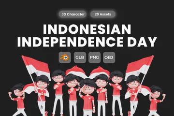Personagem do povo indonésio Pacote de Illustration 3D