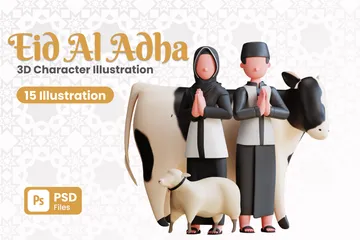 Personagem Eid Al Adha Pacote de Illustration 3D