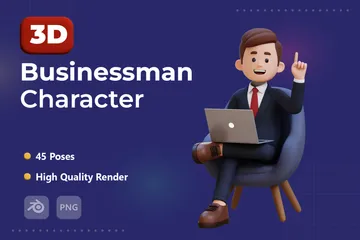 Personagem de empresário Pacote de Illustration 3D