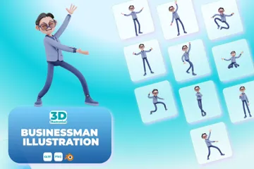Personagem de empresário Pacote de Illustration 3D
