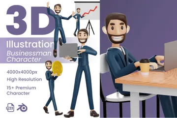 Personagem de empresário Pacote de Illustration 3D