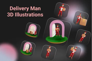 Personagem de entregador Pacote de Illustration 3D