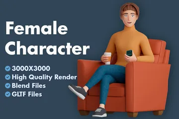 Personagem Feminina Pacote de Illustration 3D