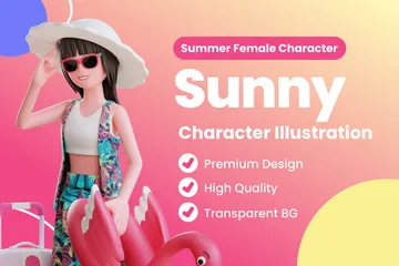 Personagem feminina de verão Pacote de Illustration 3D