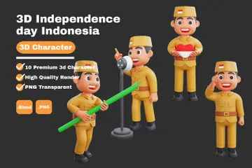 Personagem Guerreiro Indonésia Pacote de Illustration 3D