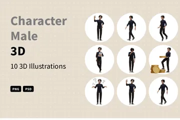 Personagem Masculino Pacote de Illustration 3D