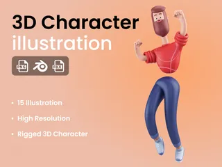 Personagem Masculino Pacote de Illustration 3D