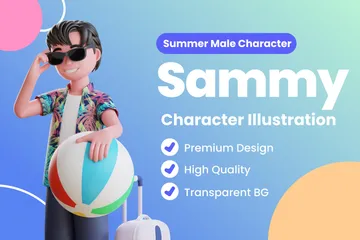 Personagem masculino de verão Pacote de Illustration 3D