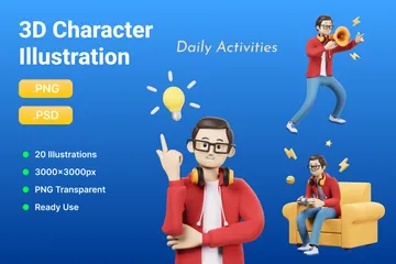 Personagem de menino Pacote de Illustration 3D