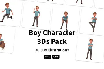 Personagem de menino Pacote de Illustration 3D
