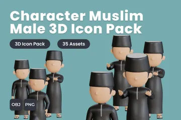 Personagem Muçulmano Masculino Pacote de Illustration 3D