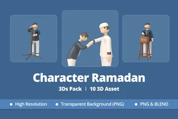 Personagem Muçulmano Ramadã Pacote de Illustration 3D