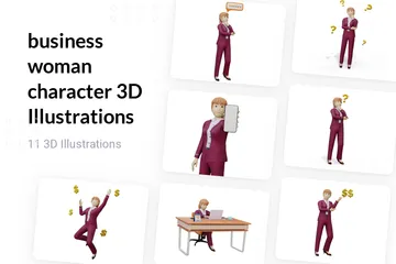 Personagem de mulher de negócios Pacote de Illustration 3D
