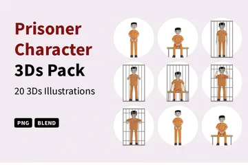 Personagem Prisioneiro Pacote de Illustration 3D
