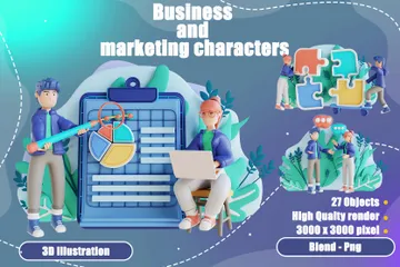 Personagens de negócios e marketing Pacote de Illustration 3D