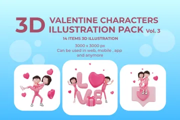 Personagens dos namorados Pacote de Illustration 3D
