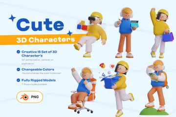 Personagens fofinhos Pacote de Illustration 3D