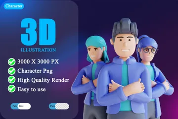 Personagens masculinos e femininos Pacote de Illustration 3D