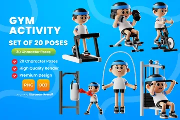 Personaje de actividad de gimnasio Paquete de Illustration 3D