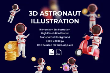 Personaje de astronauta Paquete de Illustration 3D