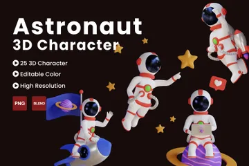 Personaje de astronauta Paquete de Illustration 3D