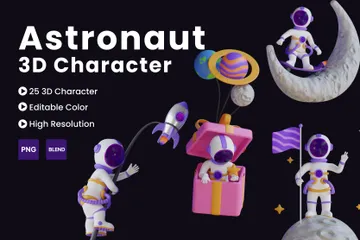 Personaje de astronauta Paquete de Illustration 3D