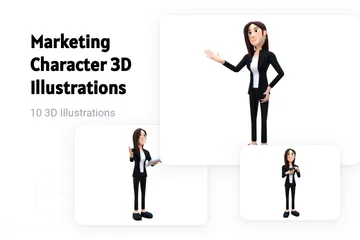 Carácter de marketing Paquete de Illustration 3D