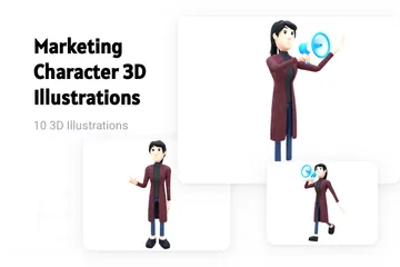 Carácter de marketing Paquete de Illustration 3D