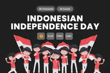 Carácter del pueblo indonesio Paquete de Illustration 3D