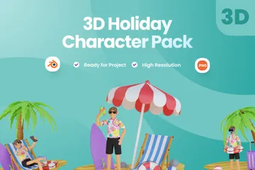 Carácter de vacaciones Paquete de Illustration 3D