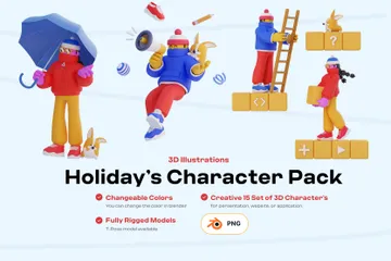 Carácter de vacaciones Paquete de Illustration 3D