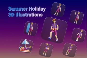 Personaje de vacaciones de verano Paquete de Illustration 3D